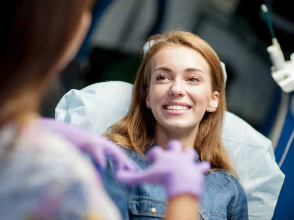 Woman smiling at dentist