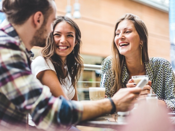 Friends laughing together