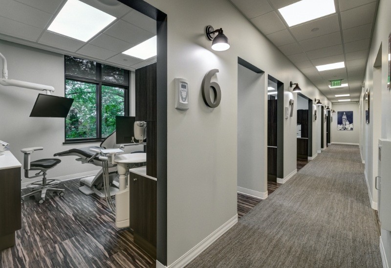 Hallway to dental treatment rooms