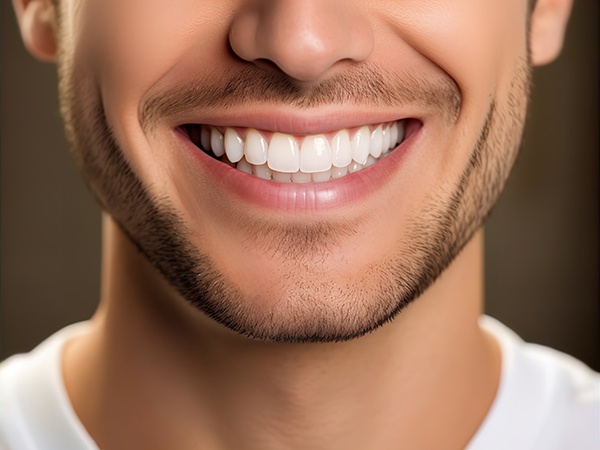 Close-up of man’s bright white smile