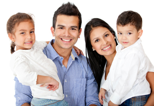 happy family with beautiful smiles because they visited their family dentist in Brookfield