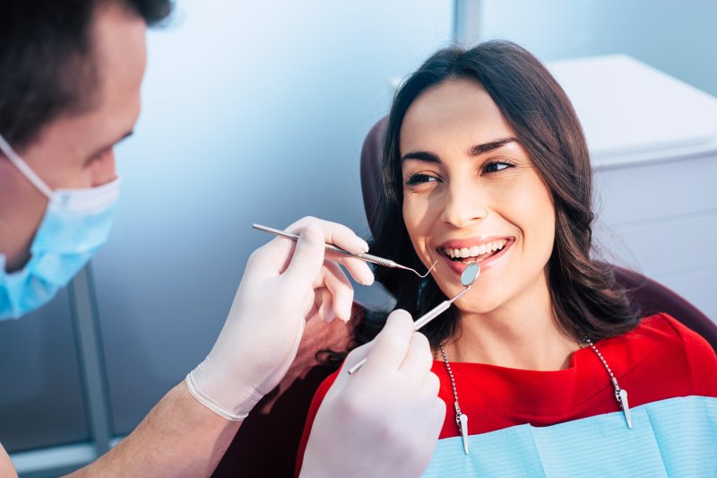 young woman getting dental checkup in Brookfield