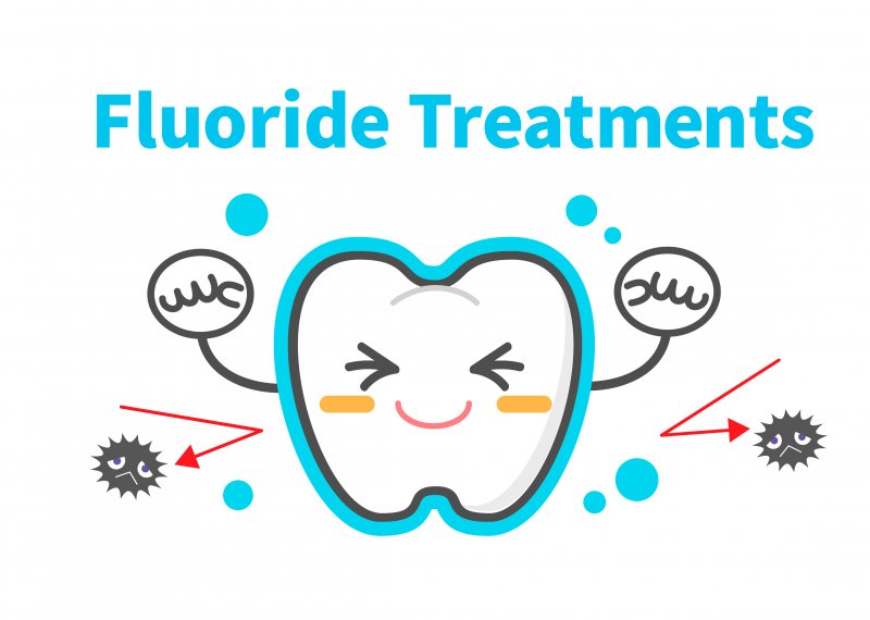 Cartoon tooth enjoys fluoride